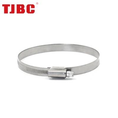12mm Bandwidth W2 Non-Perforated Worm Drive Germany Type Hose Clamp for Automotive, Adjustable Range 130-150mm