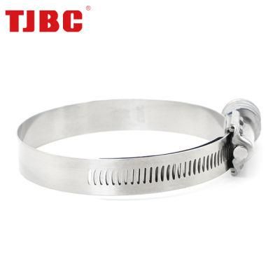 High Pressure W2 Stainless Steel Heavy Duty American Type Constant Tension Hose Tube Clamp, 15.8mm Bandwidth, 70-92mm