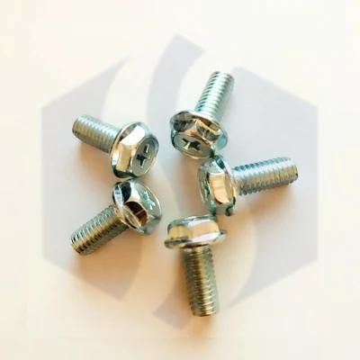 White Zinc Plating Carbon Steel 8.8 Grade Concave Groove Cross Recess Hex Flange Bolt /DIN6921 Without Serration