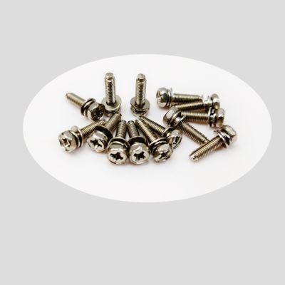 304 Stainless Steel Round Head + Gasket Triple Combination Screw Three Combined Head Machine Tooth Screw M2m3m4m5
