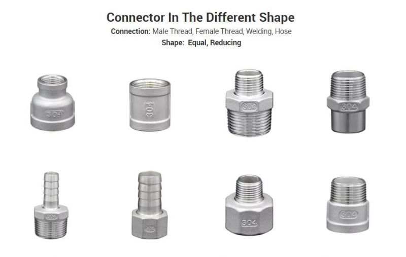 Sanitary Male Thread Casting Connector Stainless Steel Double Nipple Fitting Reducing Hex Nipple Building HDPE Electrical Plumbing Pipe Fitting