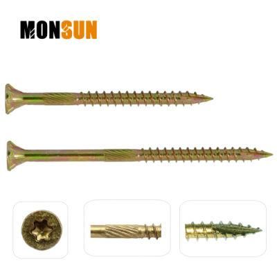 Yellow Zinc Plated U Thread Csk Head Six-Lobe Drive Cutting Point Type 17 Chipboard Screw/Construction Screws