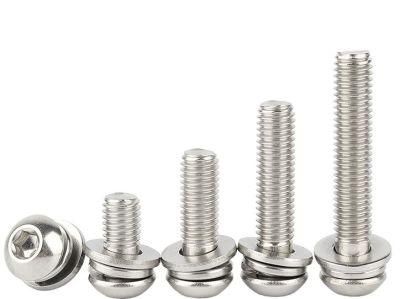 304 Stainless Steel Round Head Hexagon Socket Screw Semicircular Pan Head Bolt Three Combination Screw M2-M6