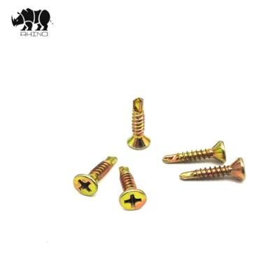 Square Drive or Philip Drive Flat Head or Countersunk Head, Yellow Zinc, Self Drilling Screws