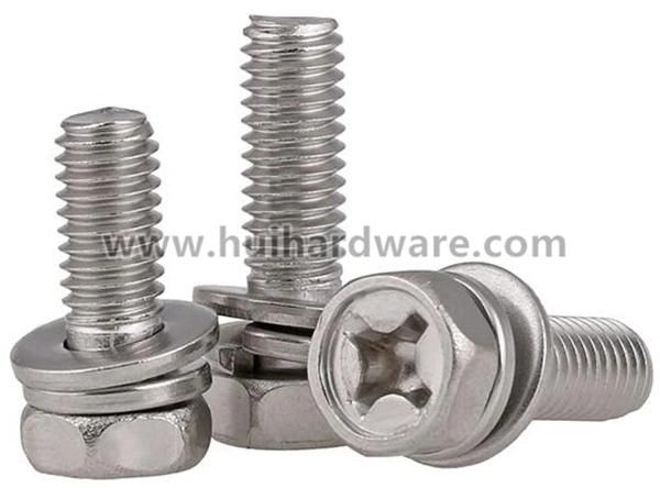 Cross Recessed Hex Head Sems Screws with Washer Attached