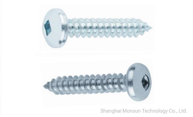 Square Drive Bzp Pan Head Blue Zinc-Plated Self-Tapping Screws