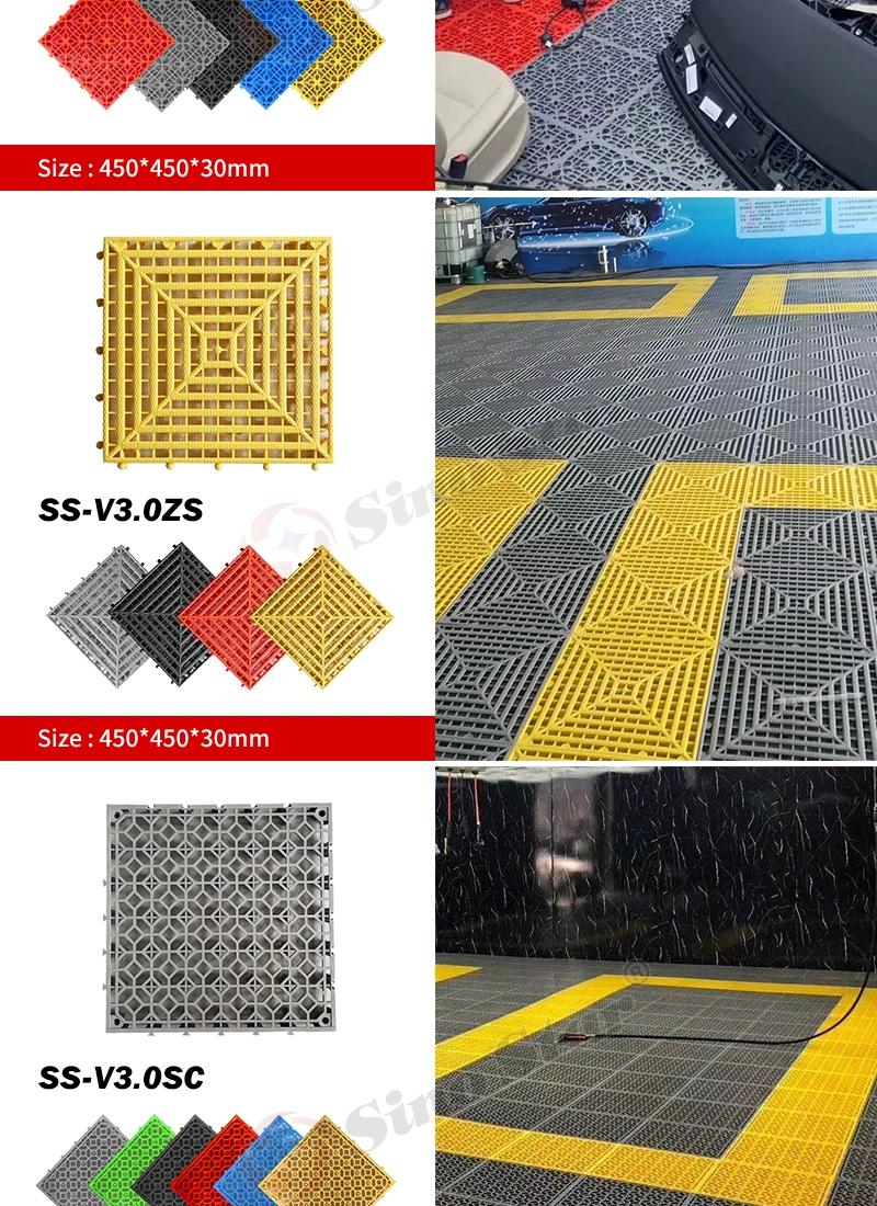 Ss-V1.8pm Sino Star18mm PP Garage Interlocking Floor Tiles Removable Plastic Interlocking Floor Mats for Car Washing