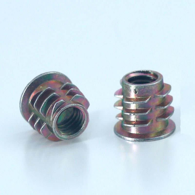 Wood Threaded Inserts, Wood Insert Nut Type E, Flat Head Furniture Nut