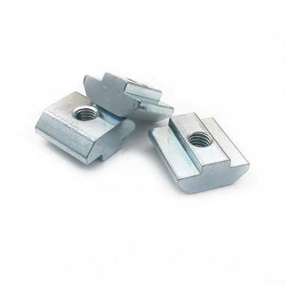 OEM European Standard Square Lock Screw Bolt Fasteners Nut M8 Carbon Steel Hydraulic Coupling Flat Head T Slot Sliding Nut Slot Sliding Nut