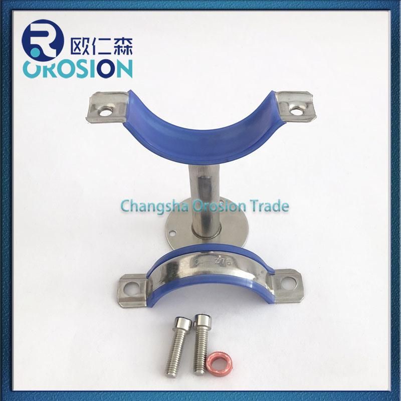 stainless Steel Round Pipe Fitting Hanger Clamped with Rubber