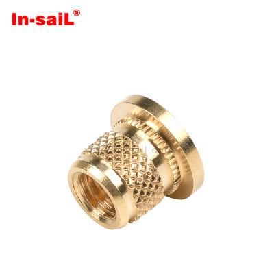 China Fastener Manufacturer in-Sail Brass Short Outer- Diamond Knurled Insert for Plastics