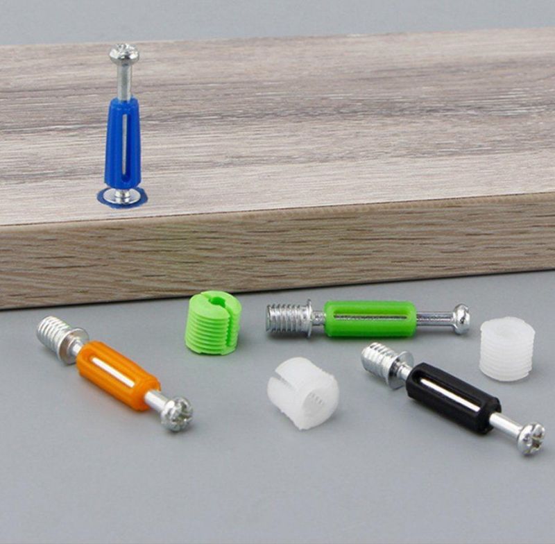 Furniture Hardware Fittings Triple Connector Blue Plastic Square Head Bolt for Stainless Steel Fasteners