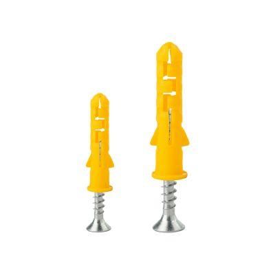 Plastic Expansion 5mm 6mm 8mm Wall Anchor Yellow Color Nylon Plug Anchor with Screw