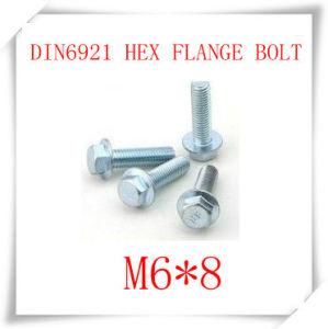 100PCS-M6*8-DIN6921-Carbon-Steel-with-Zinc-Hex-Bolts-with-Flange