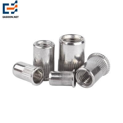 304 Rivet Flat Head Stainless Steel Blind Nut M6 M10 Stainless Steel SS304 Knurled Rivet Nut Long Blind Kit Reverse Nutsivet Rivet Nut