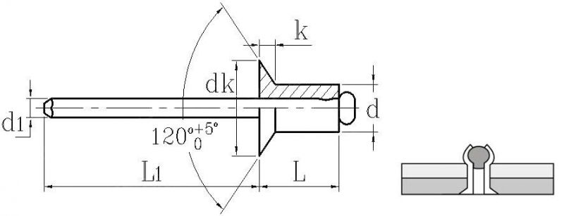 High Quality DIN7337b Countersunk Head Break Manderl Blind Rivet