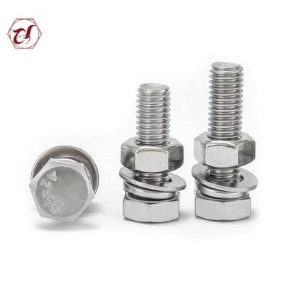 Factory Stainless Steel SUS304 A2-70 Auto Parts Hexagon Bolts DIN 933/SS316 Bolt
