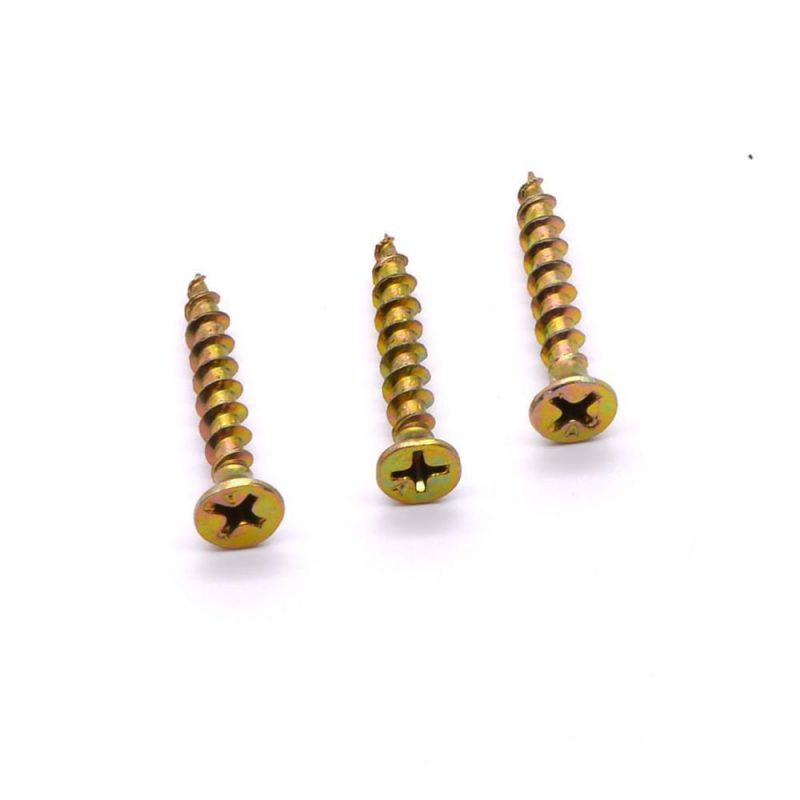 Congo Angola Zambia Market/DIN 7505 Yellow and White Zinc Plated Pozi Double Flat Head Chipboard Spax Screw