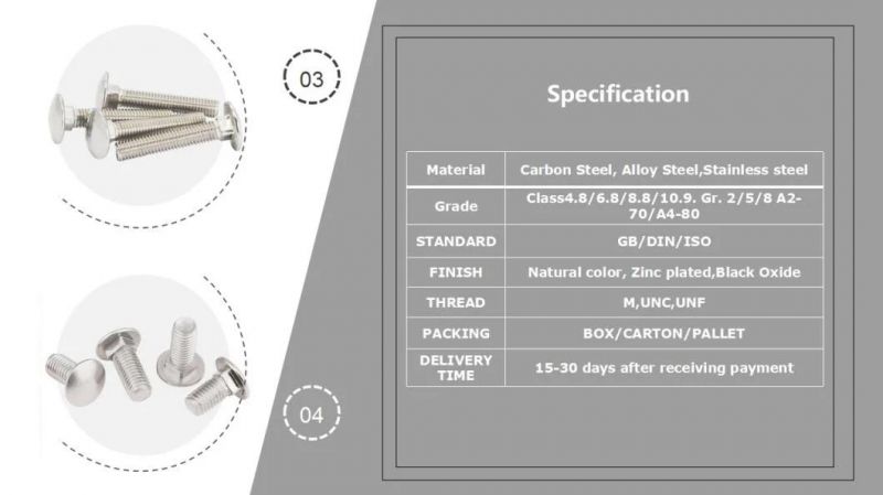 High Quality Mushroom Head Bolt DIN603 Carriage Bolt