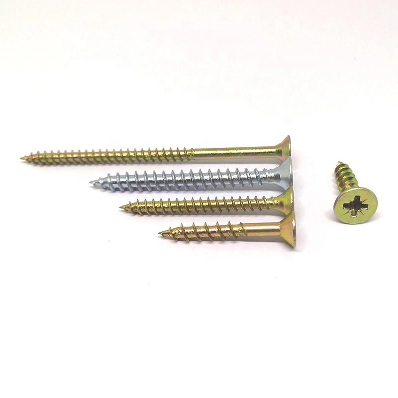Angola Tanzania Colombia Market/DIN7505 Double Flat Head Pozi Drive Chip Board Yellow Zinc Chipboard Screw