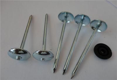 Iron Twisted Smooth Shank Umbrella Roofing Nails with Rubber Washer Galvanized
