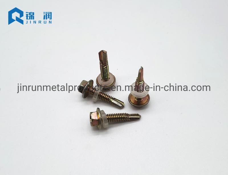 Hex Flange Head Self-Drilling Screw with Transparent PVC Washer