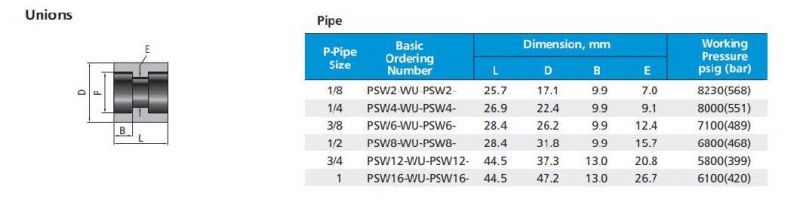 Swagelok Type 316 Stainless Steel Tube Butt Socket Weld Union Weld Fittings