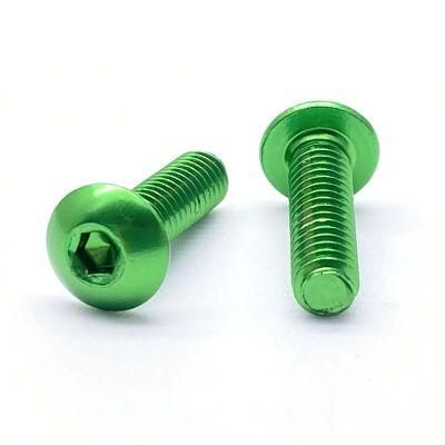 ISO7380 Aluminum Anodized Green Button Head Hexagon Socket Machine Screw