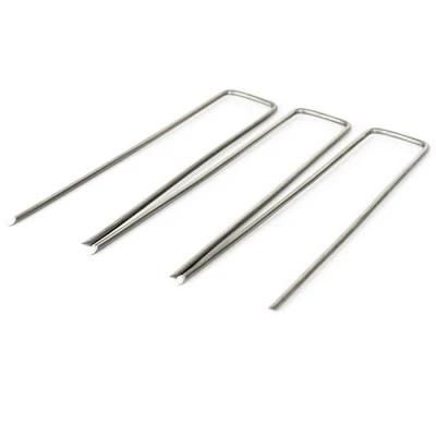 6 Inch 11-Gauge Rust Resistant Steel Lawn U Pins Pegs with Plastic Gasket for Anchoring Landscaping Ground Cover Weed Barrier