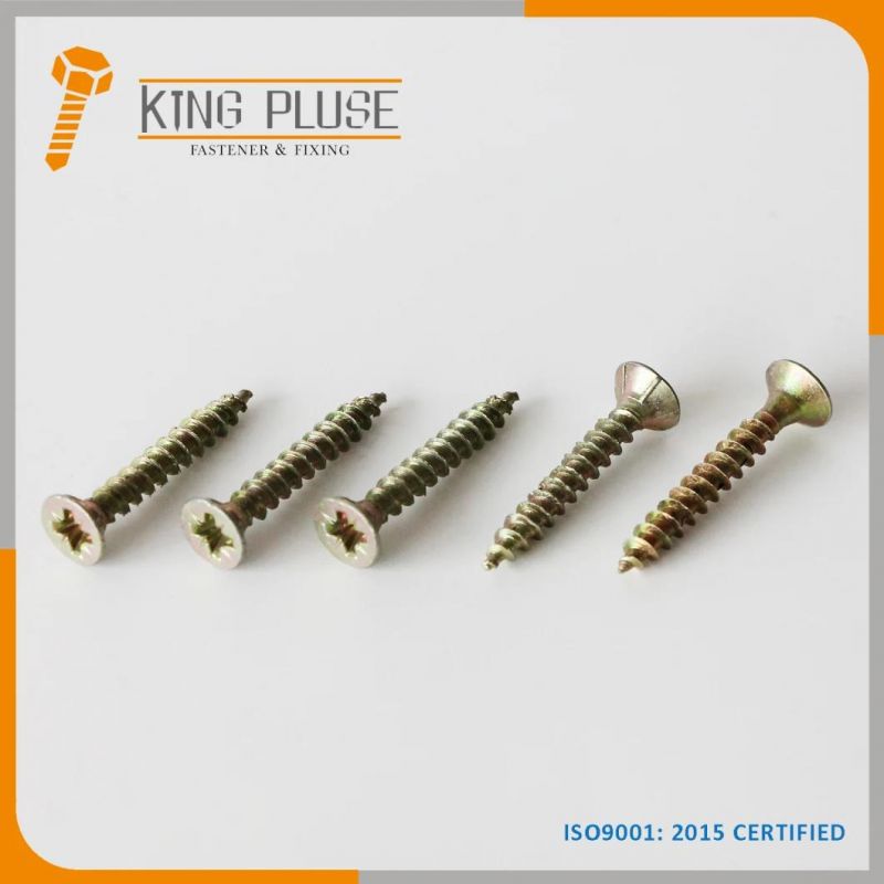 Phillips/Cross Recessed Chipboard Screw Yellow Zinc Plated