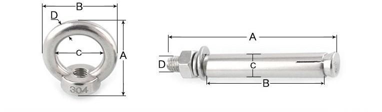 Stainless Steel Expansion Sleeve Anchor Bolt with Lifting Eye Nuts