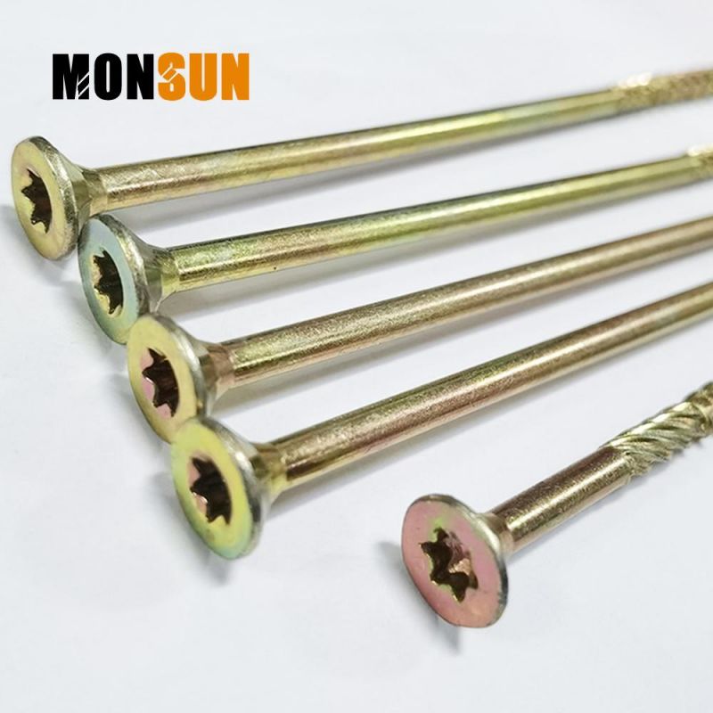 Yellow Zinc Plated Star Drive Flat Head with Ribs T17 Cutting Point U Thread Decking Screws/Chipboard Screw