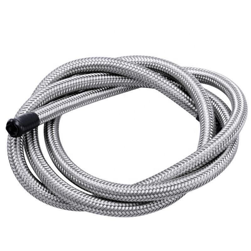 An4 1 Meter an Racing Fuel Hose Stainless Steel Braided PTFE Brake Fuel Oil Line Hose Pipe Silver