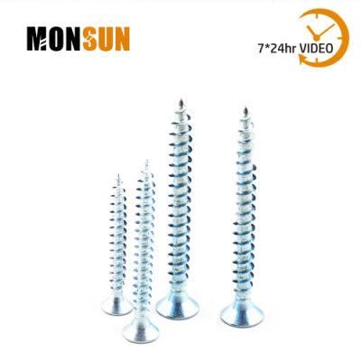 Yellow /Blue /Clear Zinc Coating Csk Head Pozidriv Self Tapping Thread Chipboard Screw for Particleboard &amp; Plywood