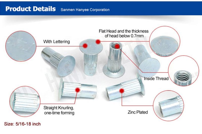 Innovative Fastener Ultra-Thin Head Thread Insert Nut