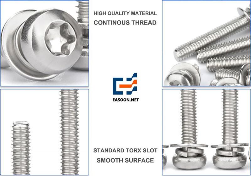 Stainless Steel Half Round Head Bolt with Column Pan Head Torx Machine Screw Flower Blossom Anti-Theft Security Screw M2~M10 Torx 6-Lobe Pan Round Head Bolt