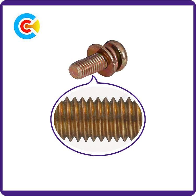 Multicolored Zinc Carbon Steel Pan Head Cross/Phillips Screws with Gasket/Washer
