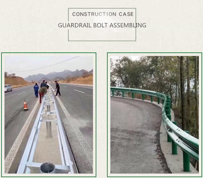 Guardrail Bolt with Tenon, Highway Guardrail Fastener H. D. G Hot DIP Galvanized Carbon Steel Guardrail Splicing Bolt with Nut