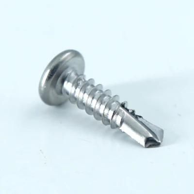 304 Stainless Steel Round Head Cross Recessed Self-Drilling Self-Tapping Screw Pan Head Self-Drilling Dovetail Screw 8#*1/2-Ss