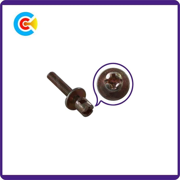 DIN/ANSI/BS/JIS Carbon-Steel/Stainless-Steel 4.8/8.8/10.9 Pad Combination Screw for Railway Building