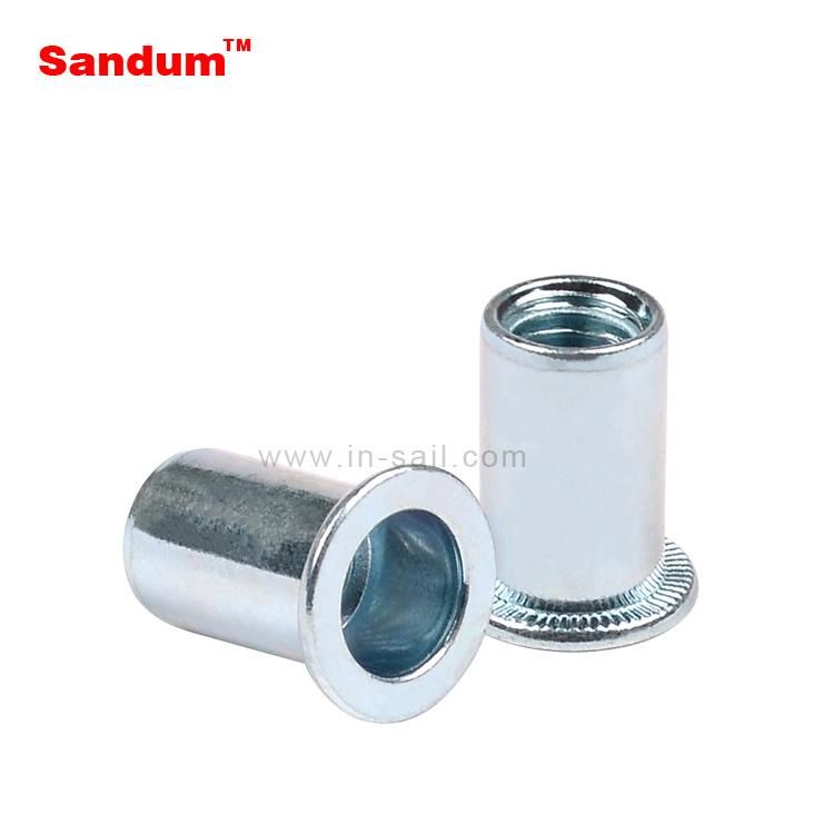 China Manufacture Supplier Knurled Flat Head Cylindrical Rivet Nuts