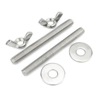 M6 M8 M10 M12 304 Stainless Steel Hand-Tightening Rod Washer Wing Nut Set