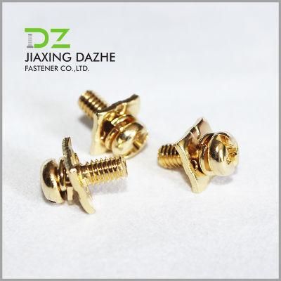 Steel Pan Head Sems Screw Copper Plate Screw