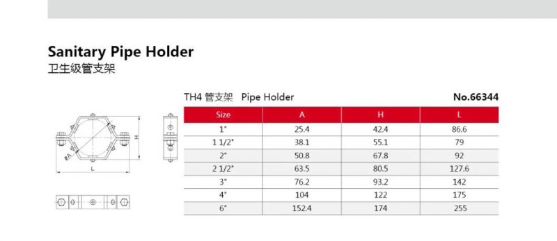 304 Sanitary Stainless Steel Hexagon EPDM Pipe Holder