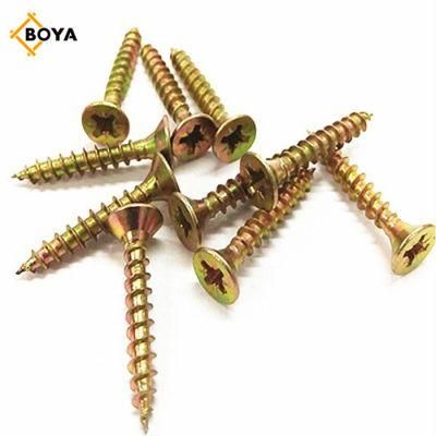 Yellow Zinc Pozi Drive Double Countersunk Head Wood Chipboard Screw/Tornillos
