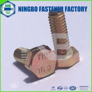 DIN933 Hex Bolt M6*16 Grade 10.9 Cr+6 Yellow Zinc Plated Full Thread