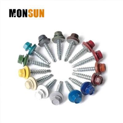 Painted External Hex Head with Painted Needle Point Self-Piercing Sheeters Screw