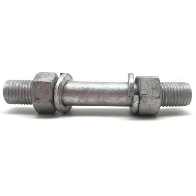 DIN939 Grade 5.8 6.8 M16 M20 Hot DIP Galvanized Stud Bolt with Nuts for Electric Power