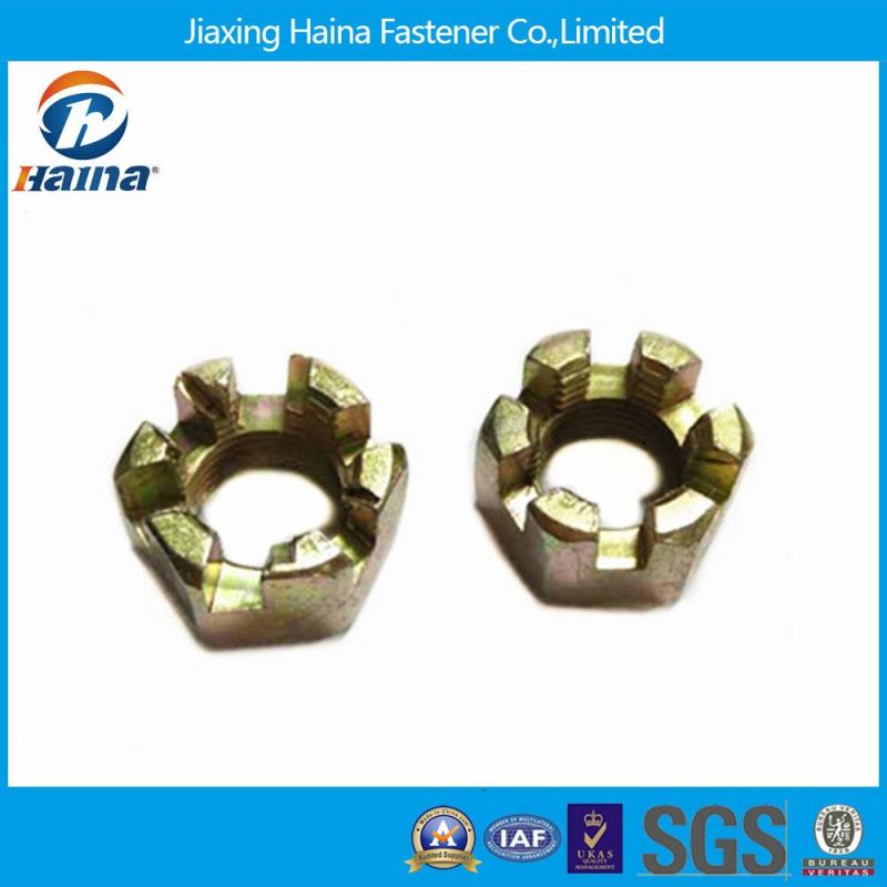 Grade 8.8 Clour Zinc Plated Slotted Hex Nut