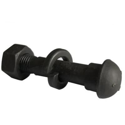 Oxides Black Railway Mushroom Fishtail Bolt with Nuts and Washers